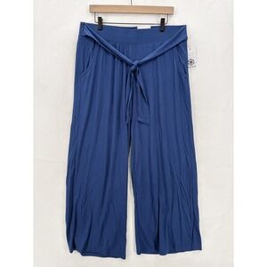 Gaiam Pants Womens XL Blue Uptown Lounge Park Tie Wide Leg Lounge Yoga Travel